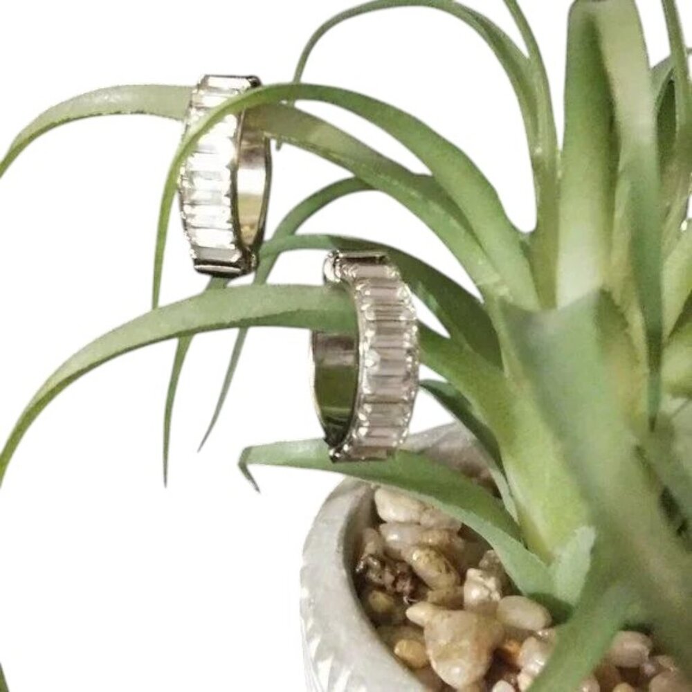 Vintage Styled Clip-on Earrings  Silver with white stones
